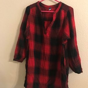Old Navy Black and Red Plaid V-Neck Dress - Size Small